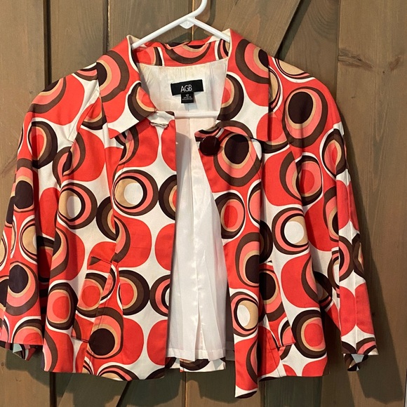 AGB Red and Brown Patterned Jacket - Picture 1 of 8